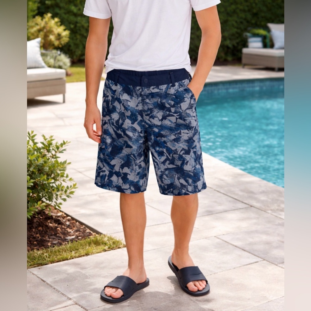 Art Class Boys Blue Abstract Hybrid Shorts Swim Casual Size 16
